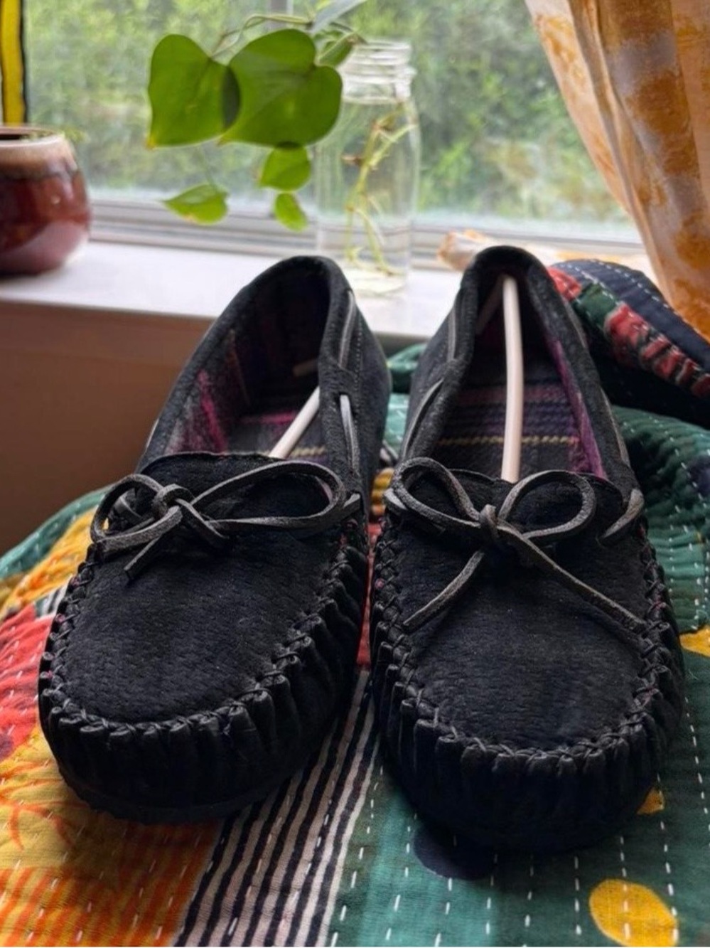 Black Women's Moccasin Slip-Ons - Casual Comfort